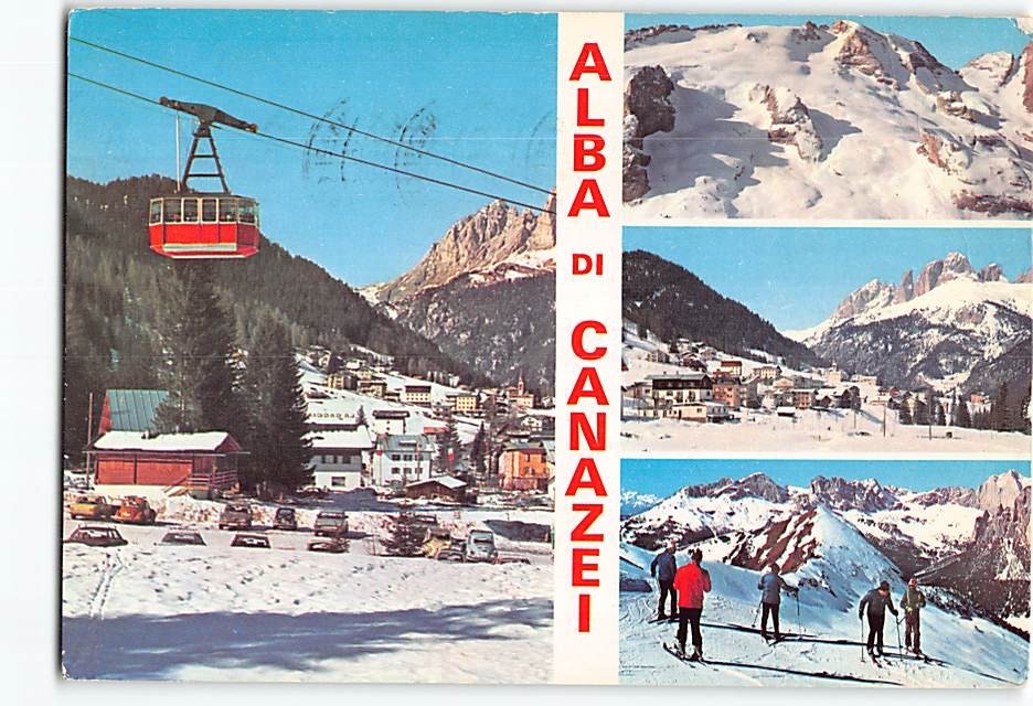 Postcard Ski Area Alba di Canazei in the Dolomites Italy