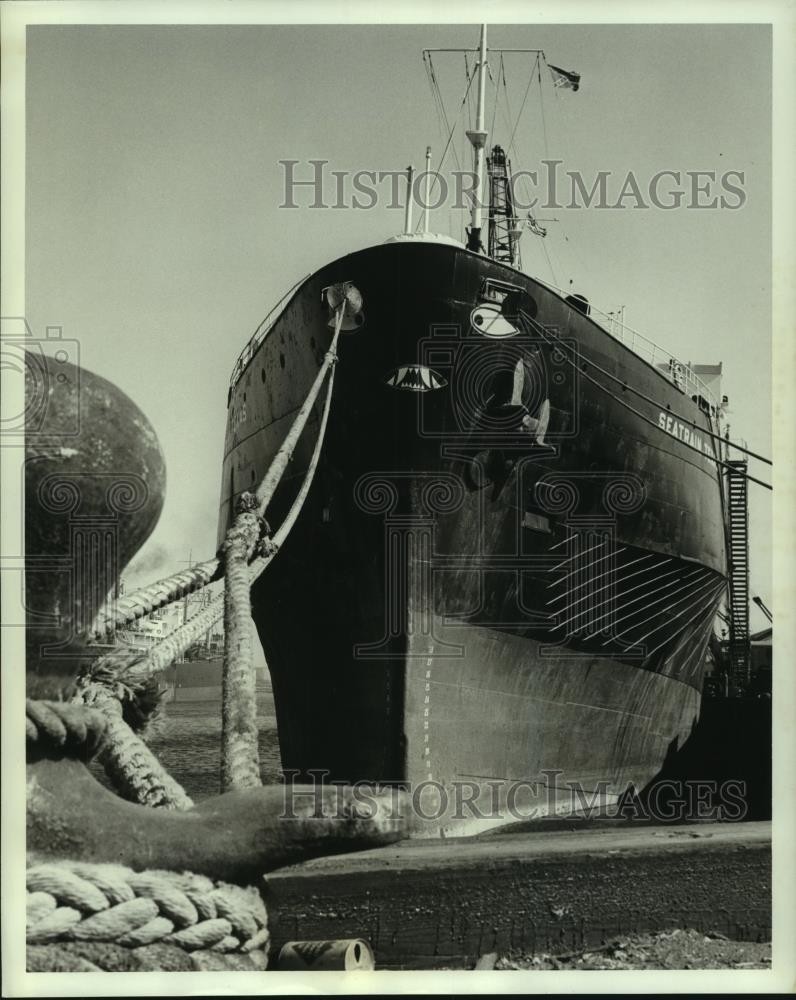 1963 Press Photo Seatrain Texas ship at dock, Alabama - amra04476