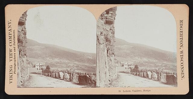 Photo:Loken Valdres Norway 1902 Stereoview Mountain Landscape Village