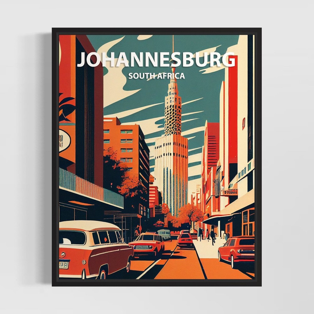 Johannesburg Retro Art Print Johannesburg Wall Art Illustration Johannesburg