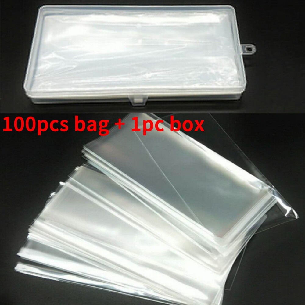 100Pcs Paper Money Storage Bag with Box Banknote Sleeve Pouch Protector Display
