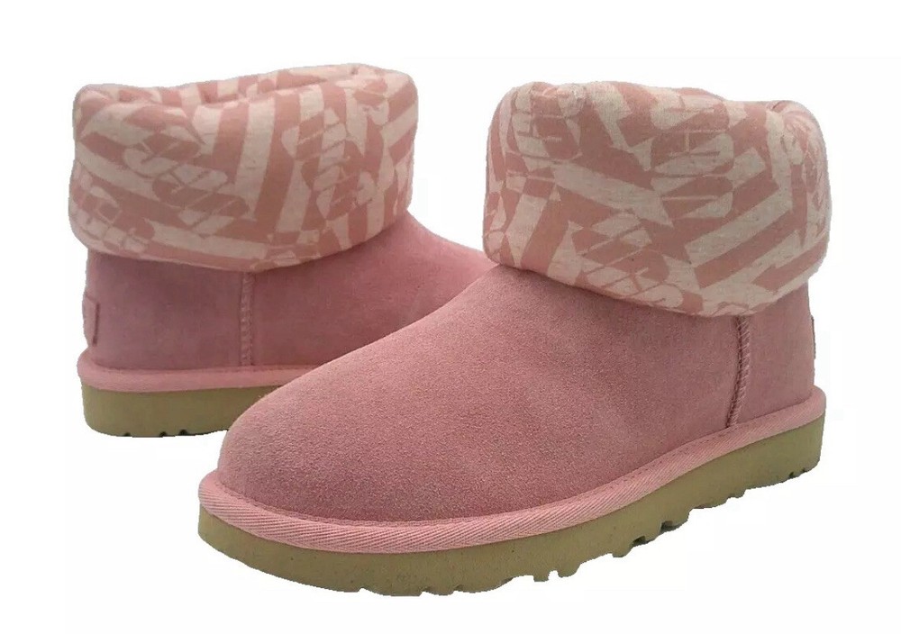 UGG Classic Mini Jersey Stripe Women Boots in Blush Size US 9 UK 7
