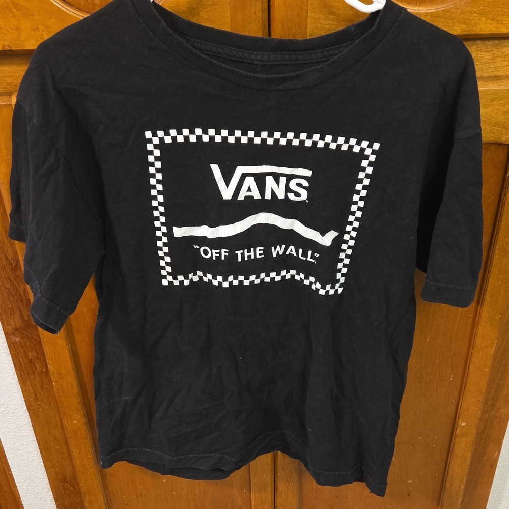 VANS Off The Wall Graphic Print Black Cotton T-Shirt XL Men's Short Sleeve