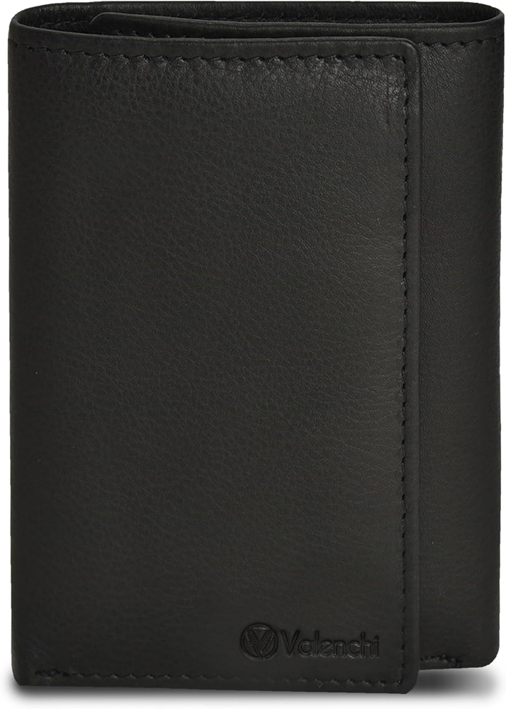RFID Blocking Leather Trifold Wallet with 6 Card Slots 2 Note Pockets ID Window  