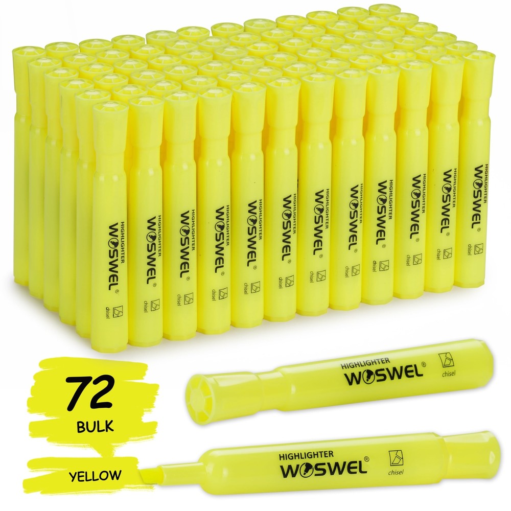 Highlighters Bulk, 72 Pack Tank Style Highlighters Set, Fluorescent Yellow, C...