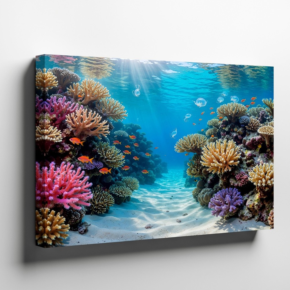 Underwater Coral Reef Sea Life Canvas Wall Art Ocean Fish Marine Scene Print