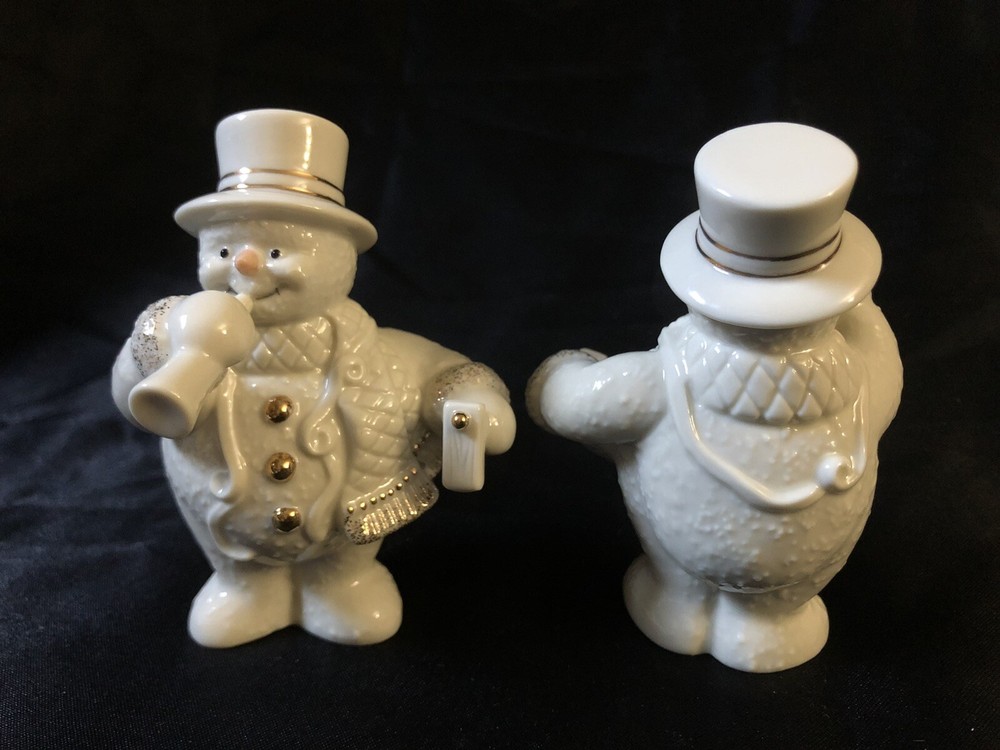 2 Lenox Snow Man Figures W/Top Hat Gold Accent/Hallmark Christmas/Holiday/Winter-image