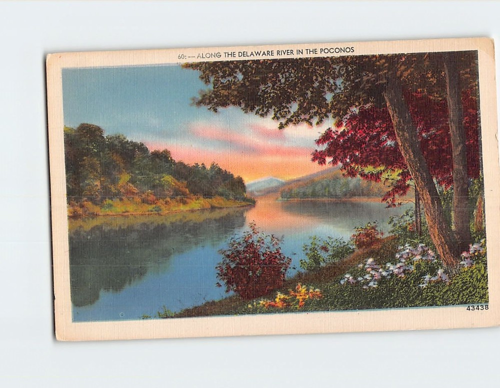 Postcard Along the Delaware River in the Poconos USA