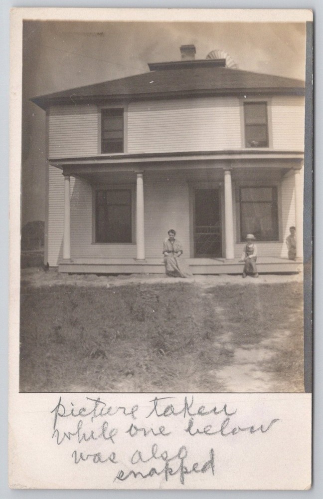 RPPC Early 1900s House & Family Portrait Real Photo Postcard Unposted