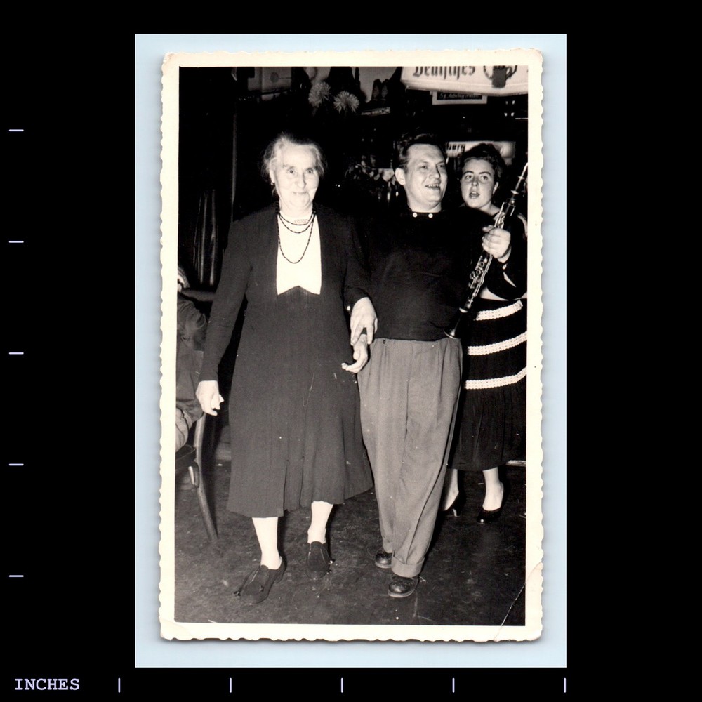 Old Vintage Photo WOMEN MAN WITH CLARINET
