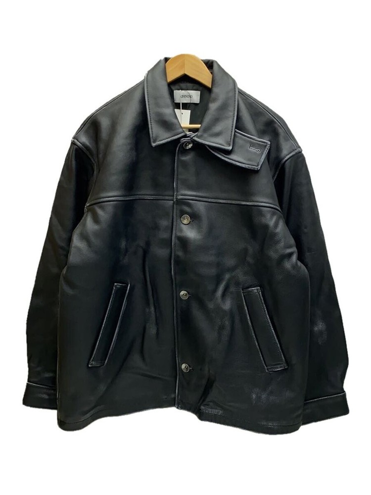Men's Black Cowhide Leather Blouson Jacket Plain Style Opa250061 173