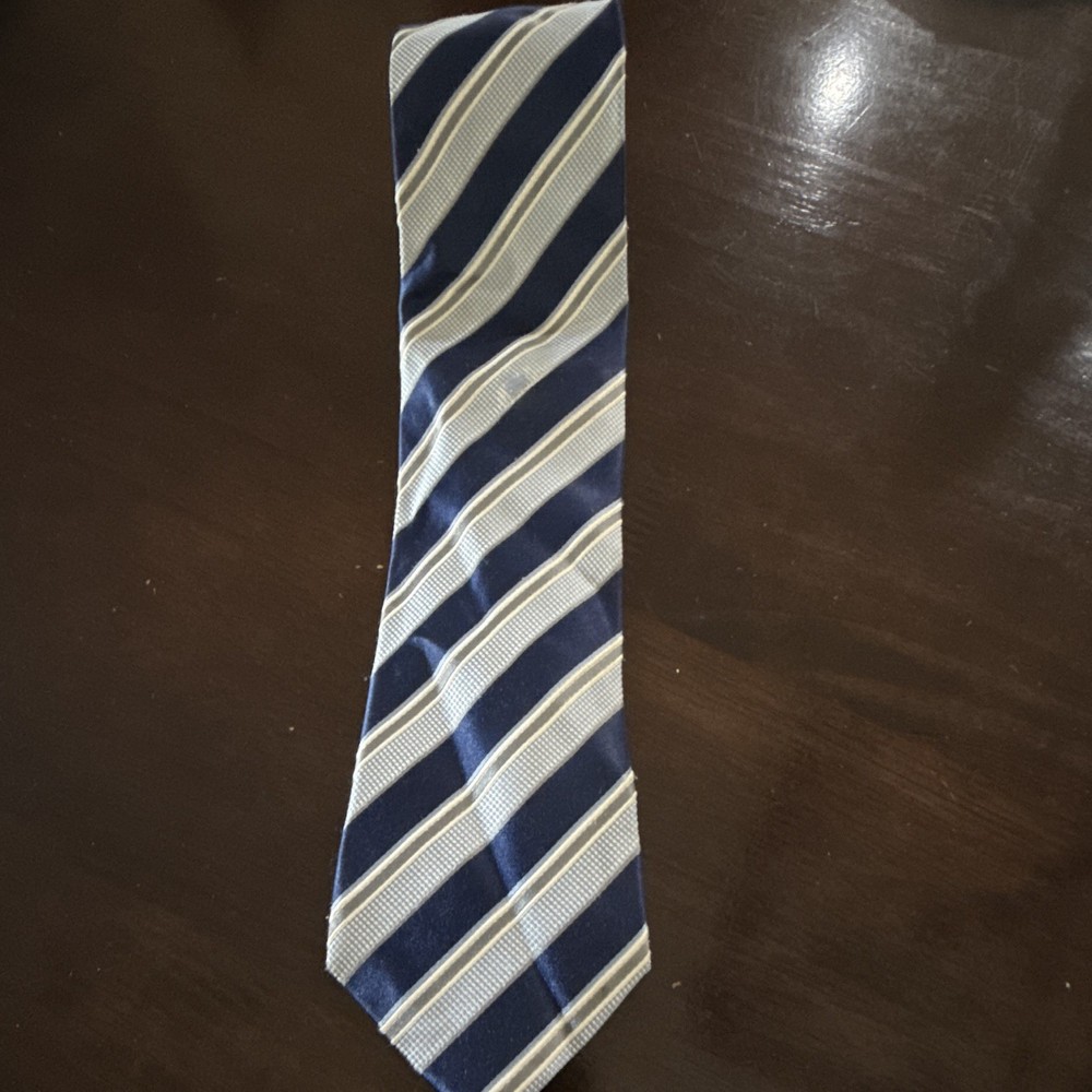 Donald J. Trump Signature Collection Men's Blue/Silver Woven Silk Striped Tie