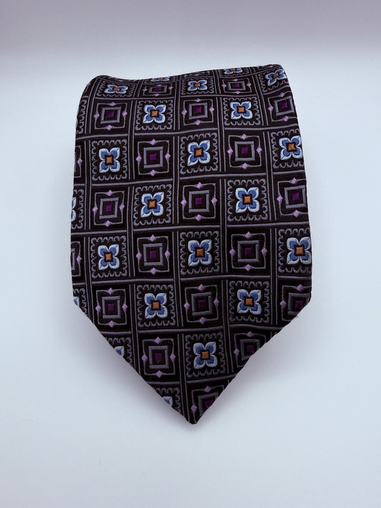 Jos. A. Bank Signature Collection Men’s Tie Dark Brown Purple Blue   (T389)