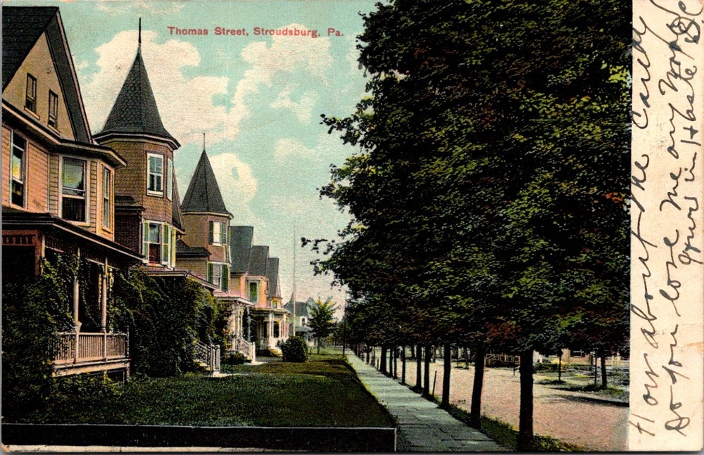 Residences on Thomas Street, Stroudsburg PA Undivided Back Vintage Postcard V32