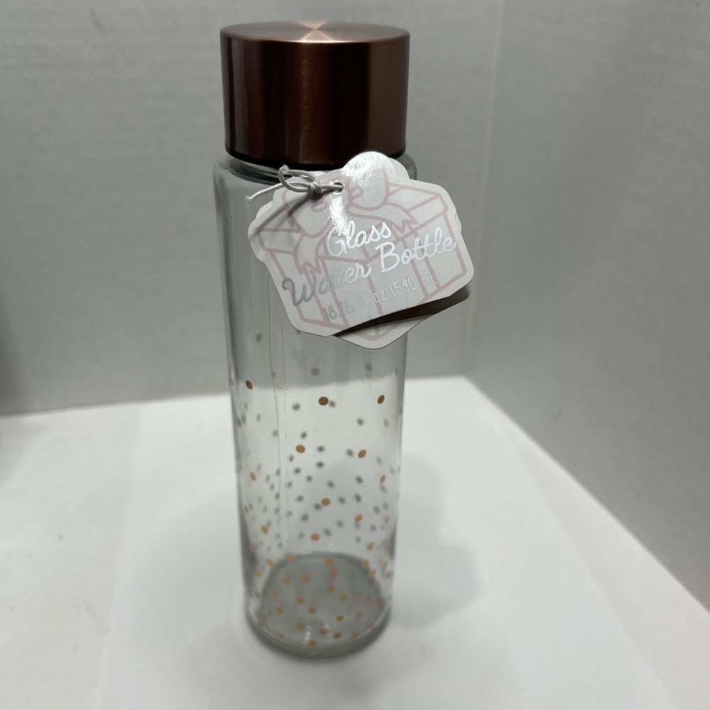 Ankyo Glass Water Bottle 18.26 Fl New With Tags 9” x 2.5” With Gift Card