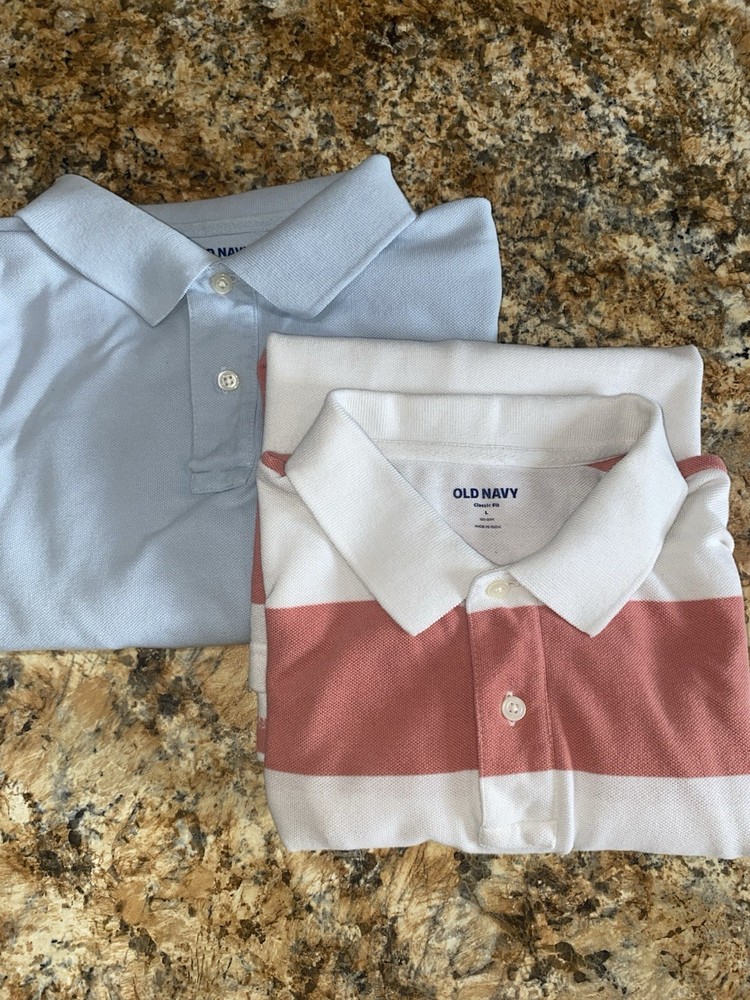Bundle Lot of 2 Old Navy Polo Shirt Mens Size L Blue Short Sleeve Golf Outdoors