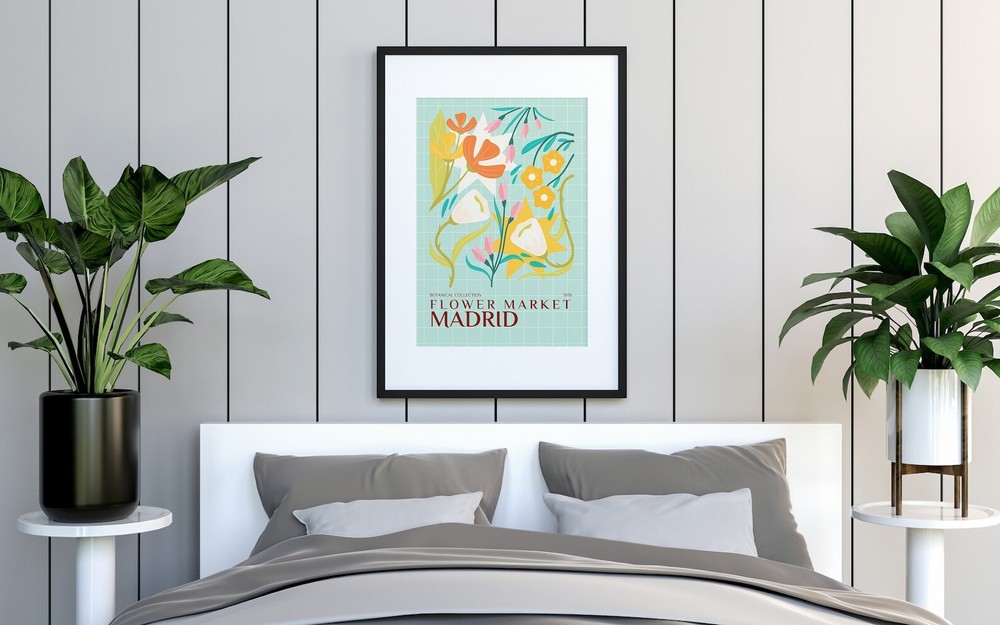 Madrid Flower Market Poster Flower Art Flower Market Print Botanical Wall Art