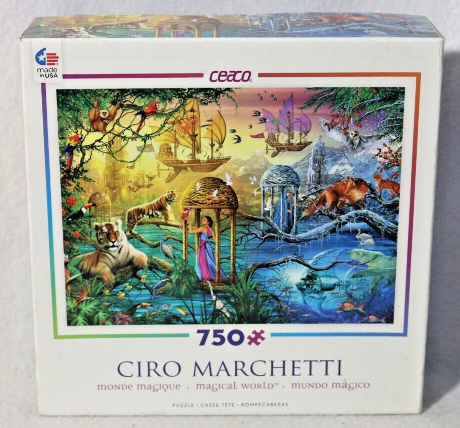 Ceaco Magical World 750 pc Jigsaw Puzzle Ciro Marchetti  2014 Fantasy Tiger