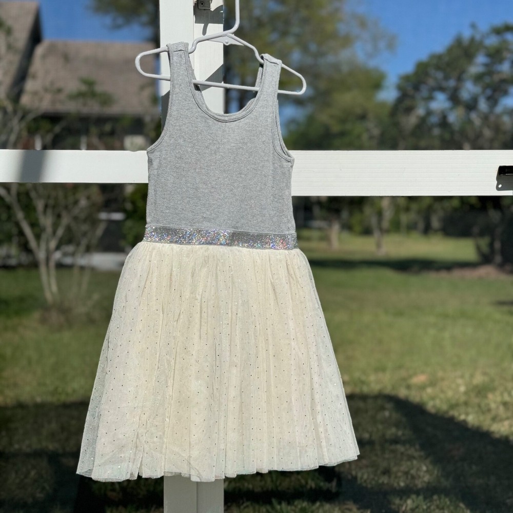 Gap Kids Girl Dress Size Small 6-7 Y White Gray