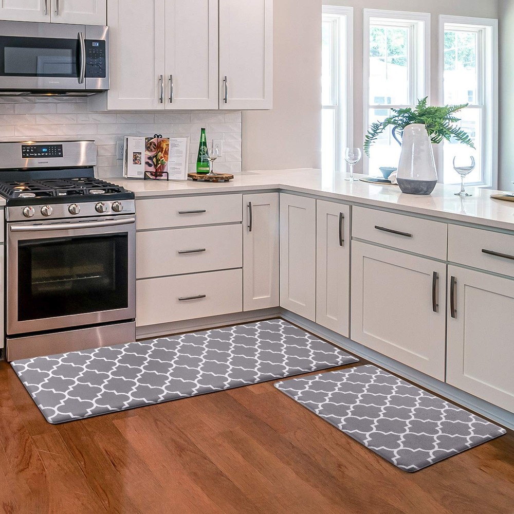2-Pack Cushioned Anti-Fatigue Kitchen Mats, Waterproof Non-Slip Floor Rug for Comfort & Safety