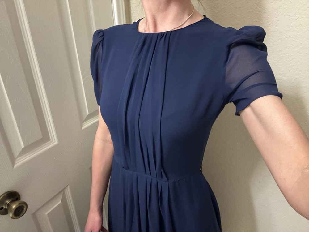 RL PURPLE LABEL GEORGETTE CHIFFON RALPH LAUREN 2 Dress Italy Classic Blue Navy