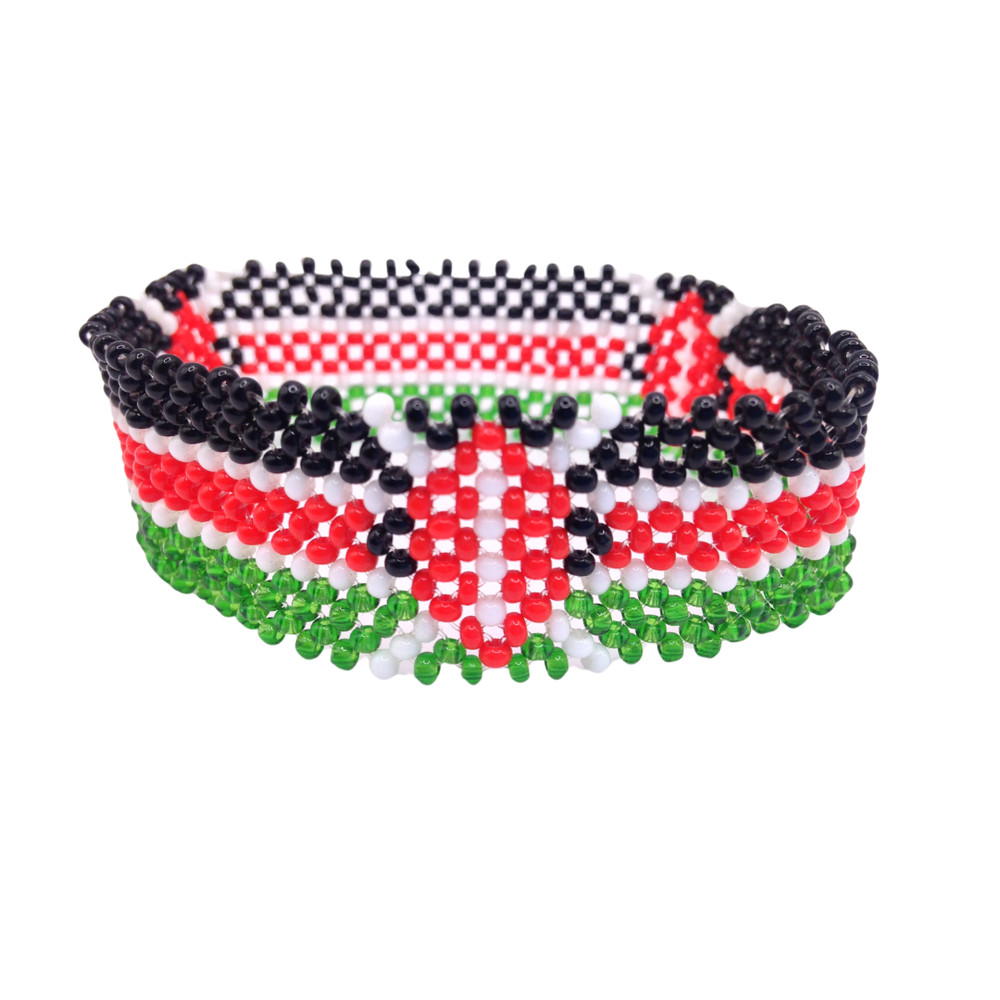 Wrist Band Bracelet Maasai Beaded Kenyan Flag African Men's sizes L Fun 8 x0.4