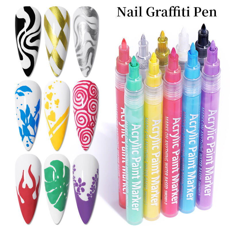 Waterproof Nail Art Graffiti Pen Abstract Lines Flower Sketch Drawing Tools DIY-image