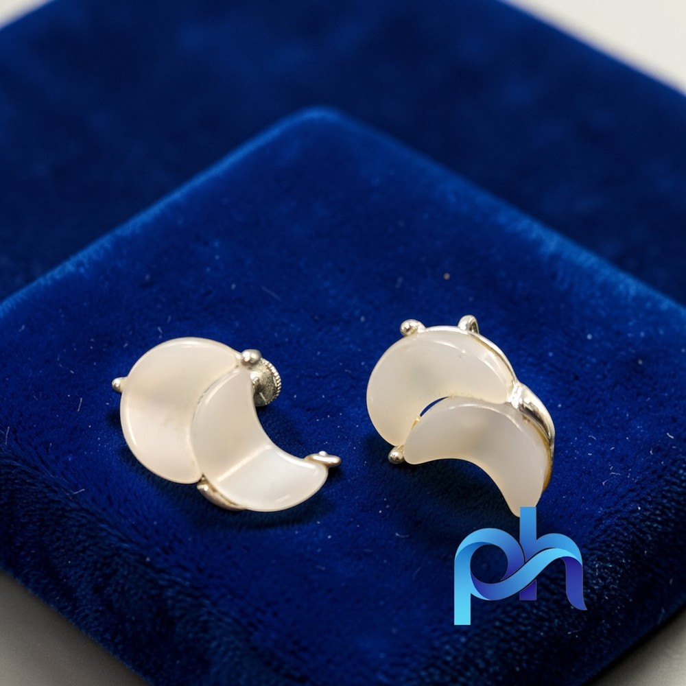 Vintage Lisner Thermoset Lucite crescent moon Screw‑Back Earrings