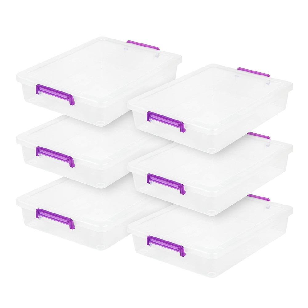 IRIS USA 6-Pack 6 Qt Clear Plastic Storage Bins with Lids for Craft Organization