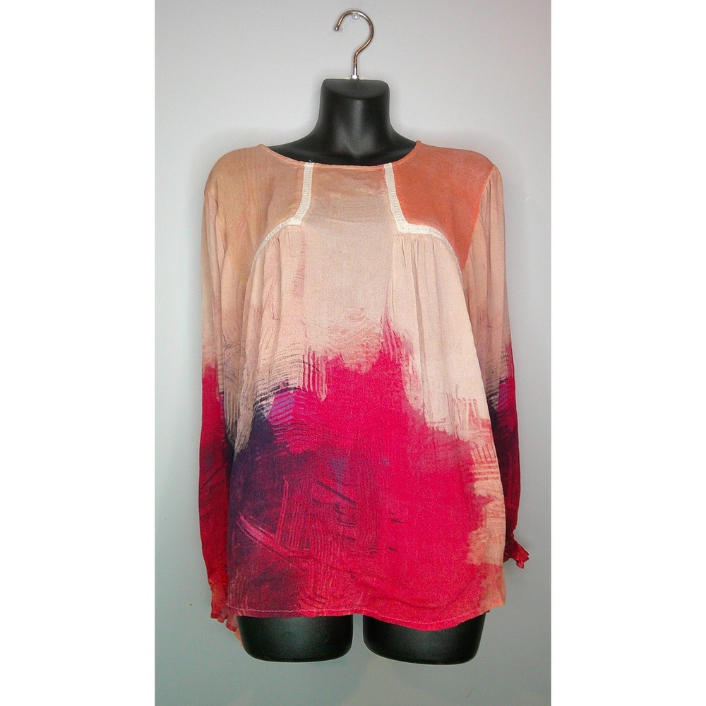 Bl^nk London Anthropologie Miranda Women's 1X Brush Strokes Eclectic Top