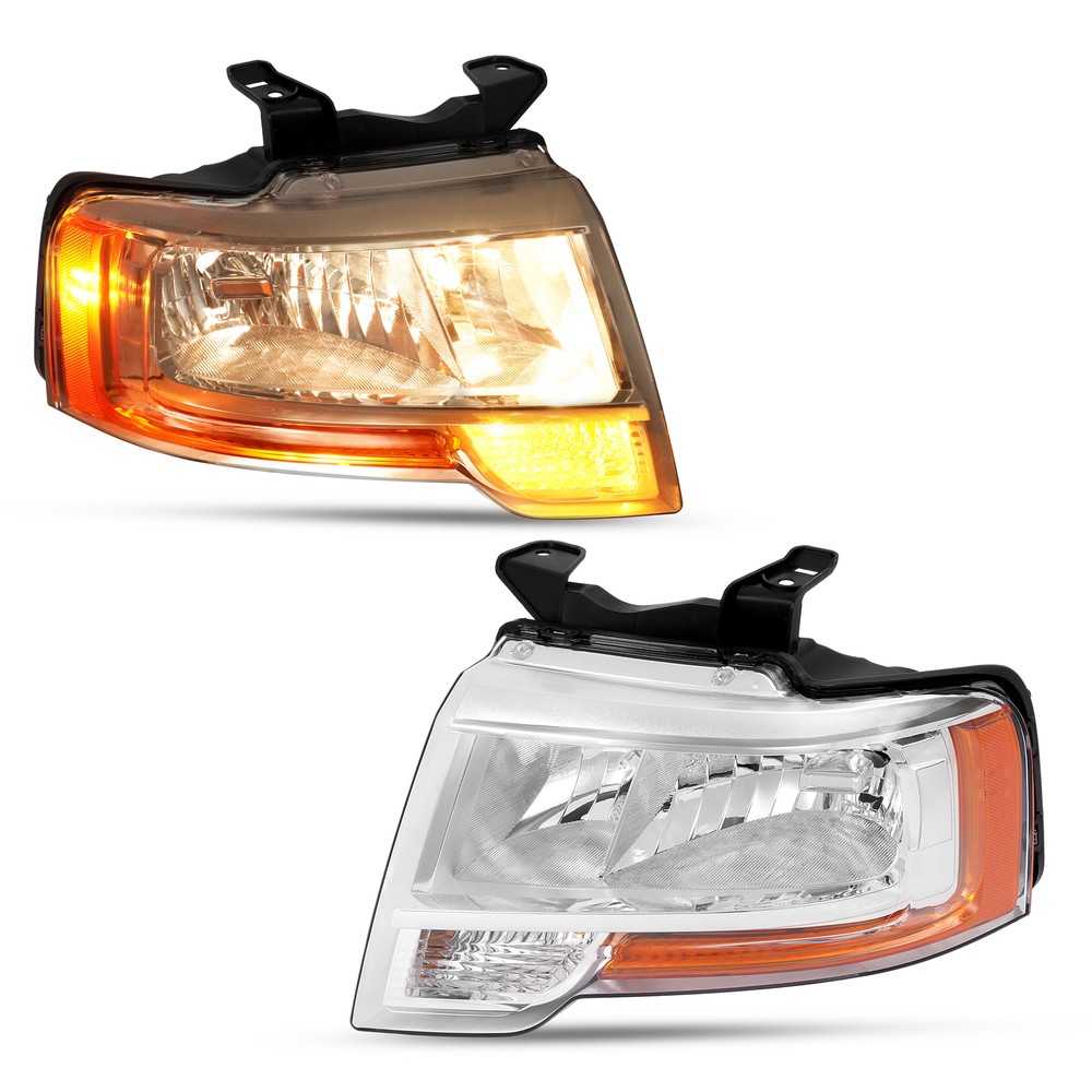 Pair Halogen+LED Headlights Reflector Type For Ford Expedition 2015 2016 2017
