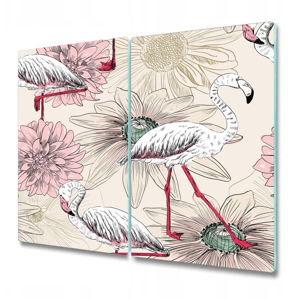 Tempered Glass Kitchen Chopping Cutting Board Sketch of a flamingo pink 2x30x52