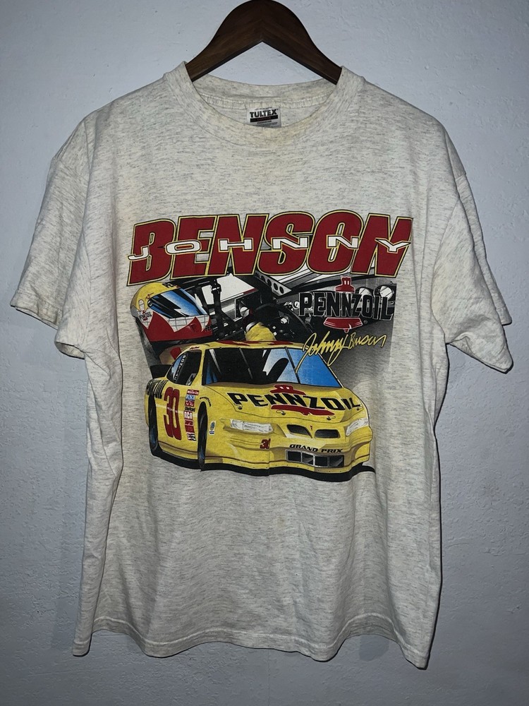 Vintage 90s NASCAR T-Shirt Men Double-Sided XL Johnny Benson Car Racing USA Made