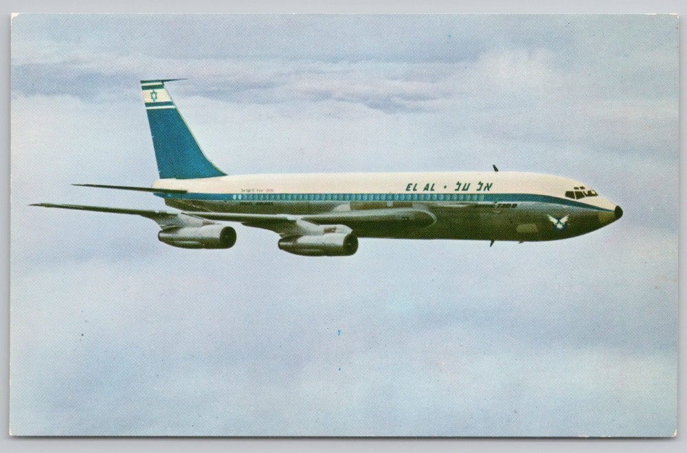 EL Al Israel Airlines Boeing 720 B Postcard Vintage Airplane