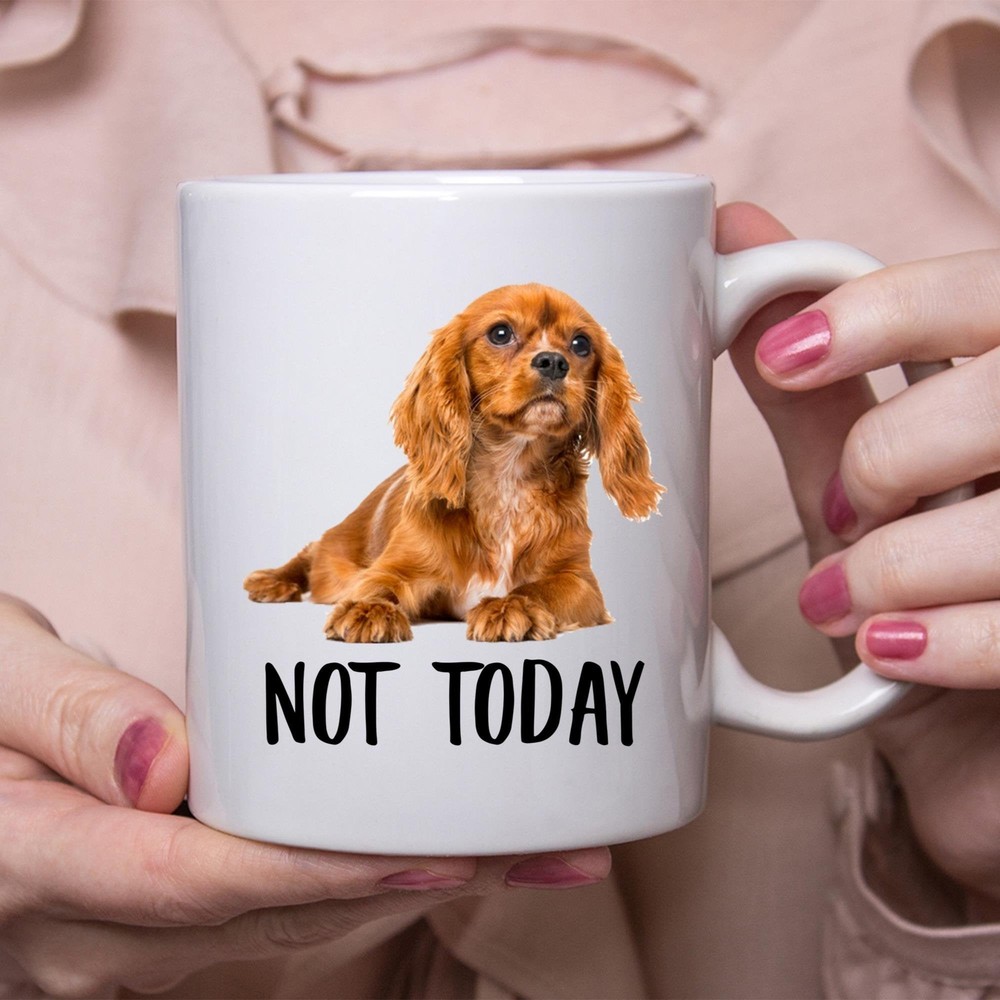 Funny Lazy Not Today Dog Mug Gift for Cavalier King Charles Spaniel Lovers  