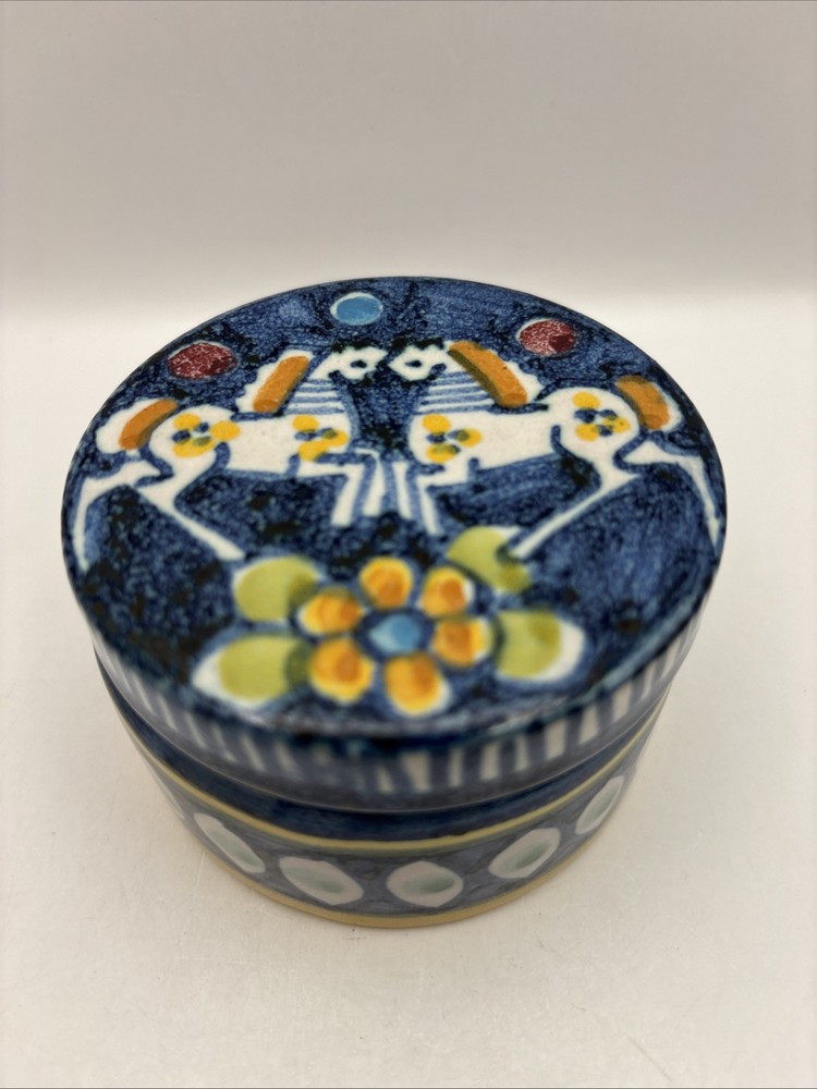 Vintage Handmade Italian Ceramic Trinket Box with Lid