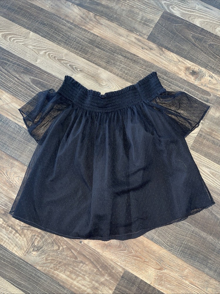 Zara Trafaluc  Off The Shoulder Sheer Top Black Size Small