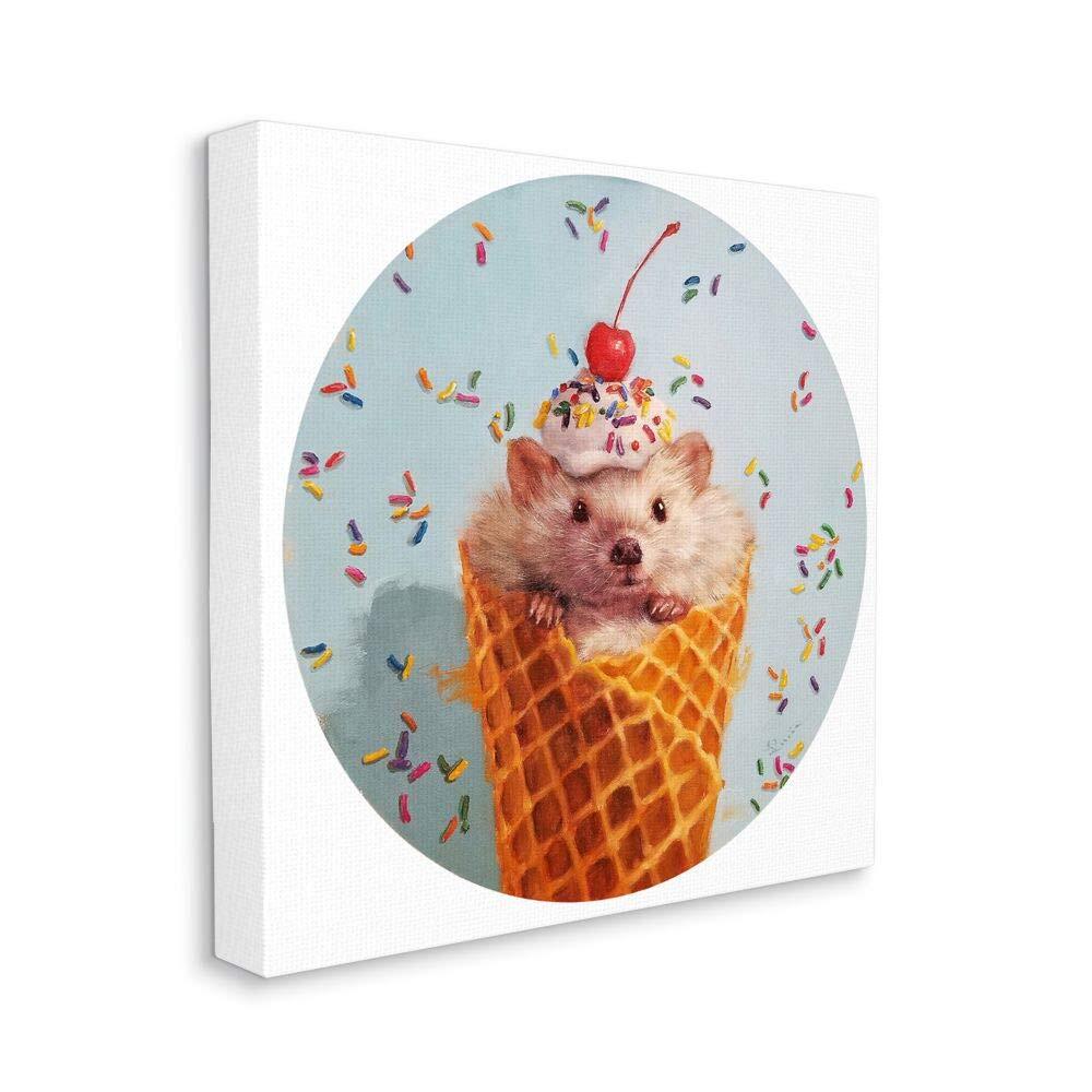 with Cherry Desert Ice Cream Cone Painting Canvas Wall Art, 17 x 17, Multi-Color