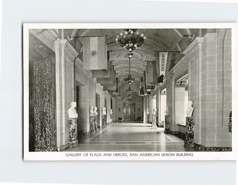 Postcard Gallery of Flags and Heroes Pan American Union Building Washington DC