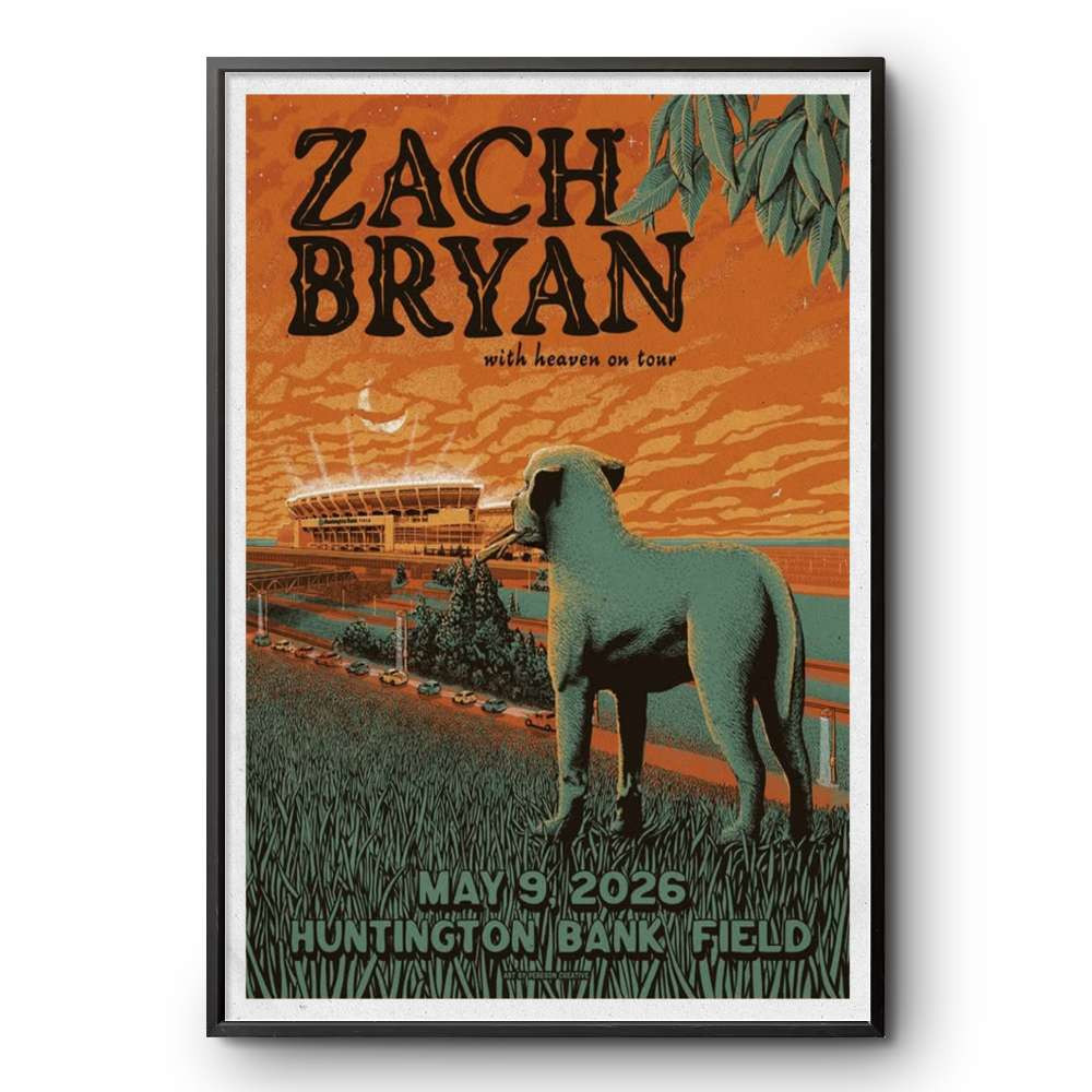 Zach Bryan Tour Huntington Bank Field in Cleveland, Ohio May 09 2026 Poster