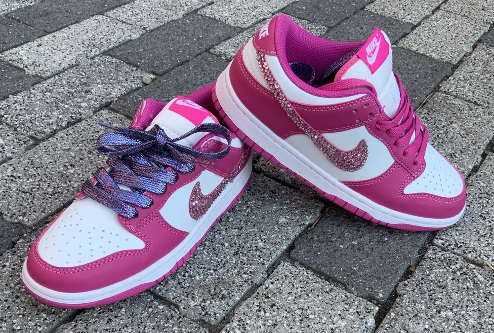 Nike dunk low women’s customized bling size 8 EU 39 rose pink NWOB volt kept