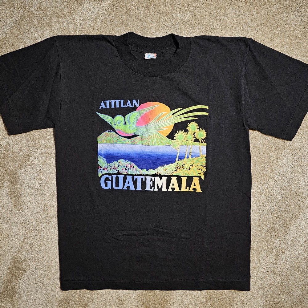 Vtg 80s 90s Single Stitch Guatemala Large T-Shirt Puff Print Grunge Skate Indie