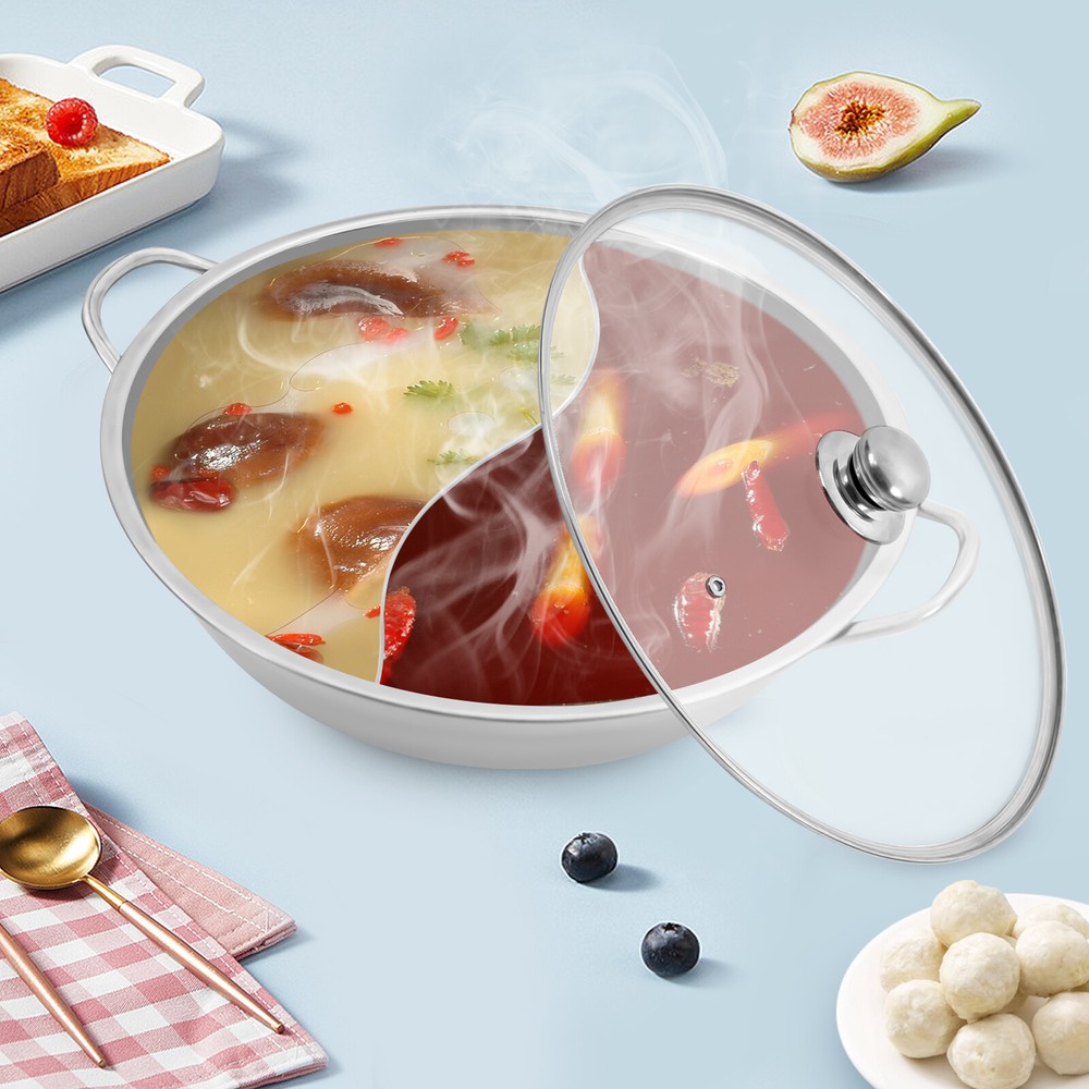 Stainless Steel Hot Pot Stockpot With Lid For Tabletop Cooking