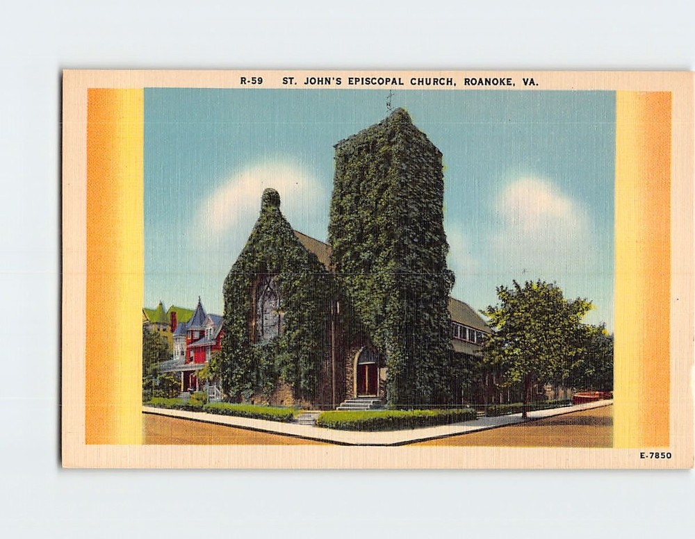 Postcard St. John's Episcopal Church Roanoke Virginia USA