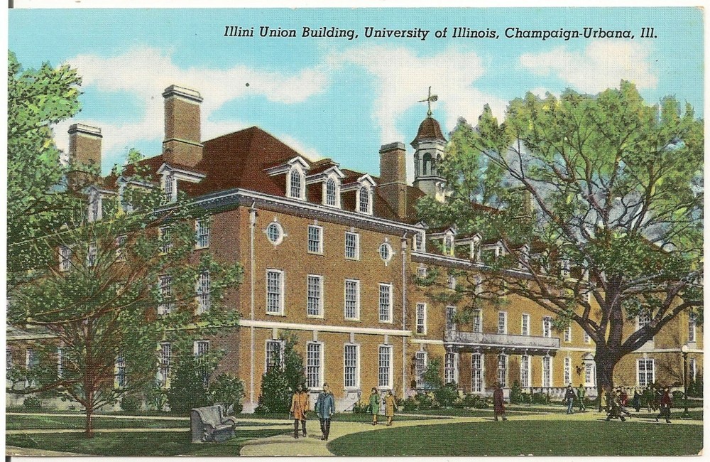 Illini Union Building, University of Illinois, Champaign-Urbana IL Postcard