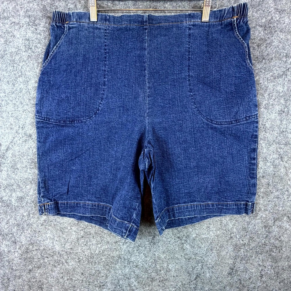 Vintage White Stag Shorts Womens 2X Blue Denim Elastic Pullon High Rise Summer