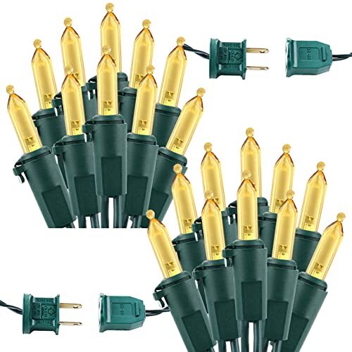 LED Christmas Lights, 2 Pack 33ft 100 Lights, Connectable 200 LED Warm White