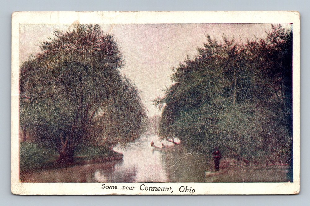Vintage 1921 Scene Near Conneaut Ohio Postcard Scenic River View