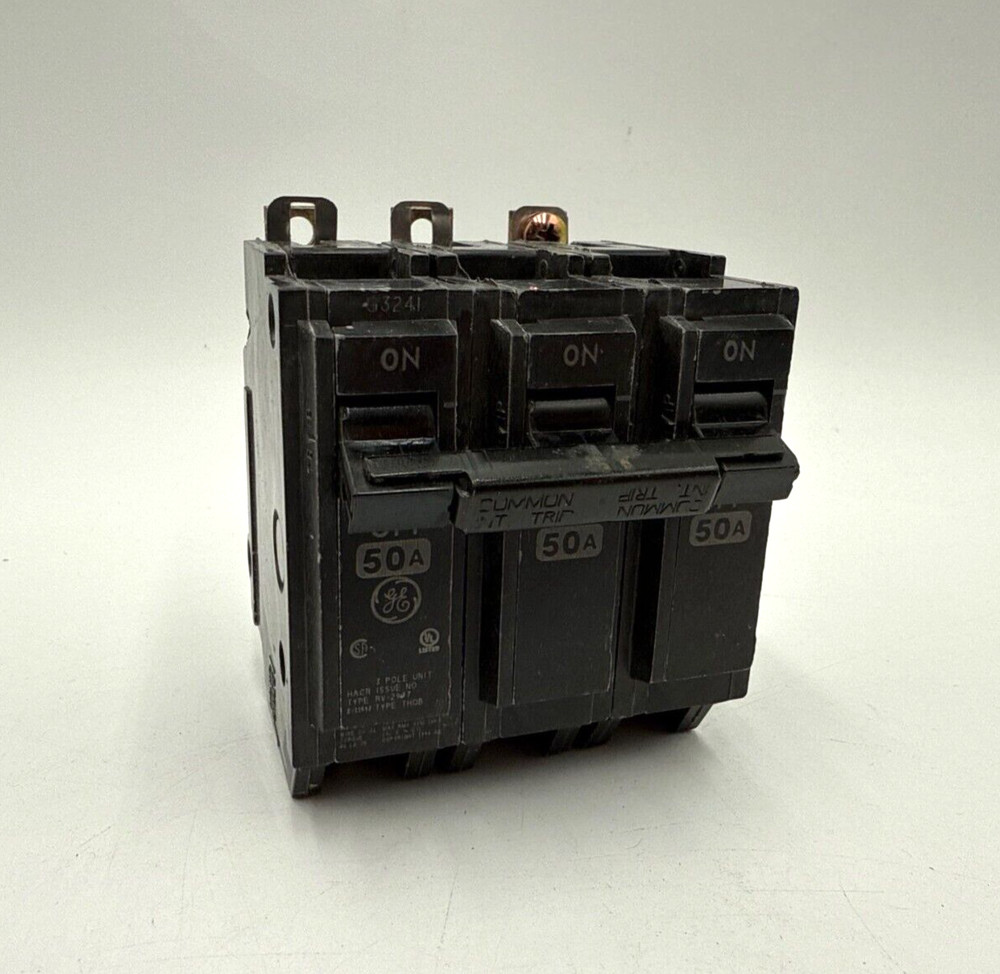 GE THQB32050 Circuit Breaker 50A 3P 240V 3PH THQB Bolt On 50 Amp 3 Pole Used