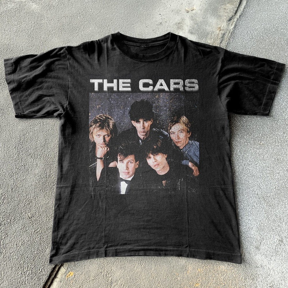 HOT! The Cars Rock Band T Shirt Retro Graphic Unisex Black T-shirt Size S-5XL
